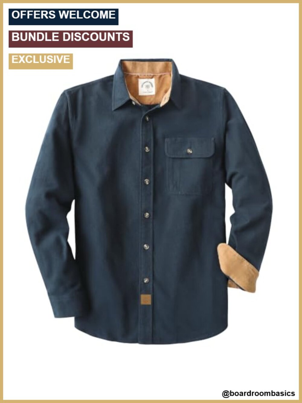 Men's Long Sleeve Button-Down 100% Cotton Flannel Shirt